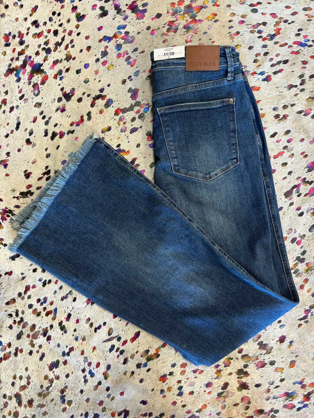 Judy Blue High Waist Flare Jeans w/ Raw Hem